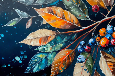 Details of acrylic paintings showing colour textures, hand drawn & artisticの素材