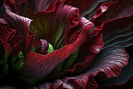 Close up red lettuce on organic farm, nature, plants and treesの素材