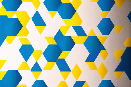 Blue yellow geometric, digital illustration artwork, abstract, colorsの素材