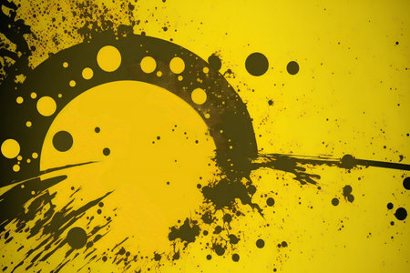 Yellow scratched ith spots paint, abstract, backgroundsの素材