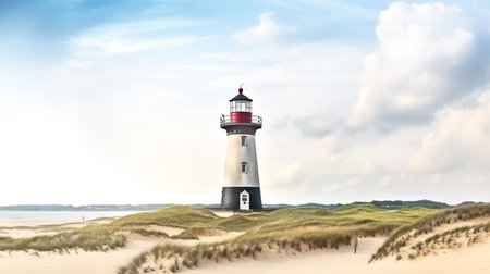 Lighthouse on the dunes of Sylt island, Germany.の素材