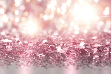 pink glitter abstract background with bokeh defocused lights and starsの素材