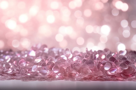 pink beads on bokeh background, valentine's dayの素材