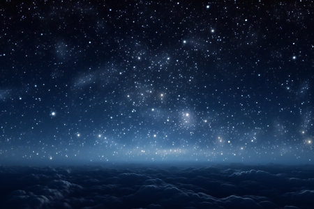 Mystical night sky with clouds and stars.の素材