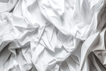 White creased crumpled paper background grunge texture backdrop.の素材