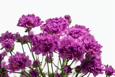 purple chrysanthemum flowers isolated on a white backgroundの素材