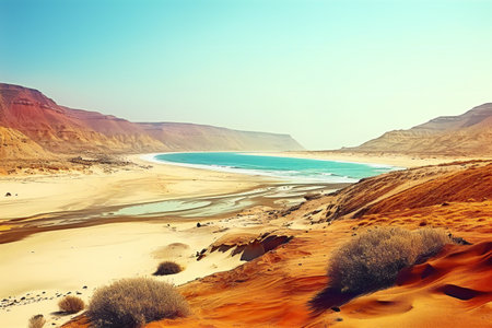 Landscape of Dead Sea, Israel. Filtered image processed vintage effect.の素材