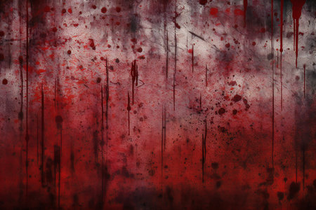 Bloody grunge background with red and black splashes and stainsの素材