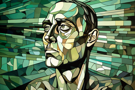 Portrait of a man in stained glass style. illustration.の素材