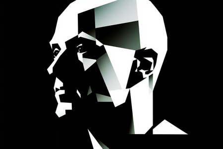 Abstract portrait of a man in the style of a low poly.の素材