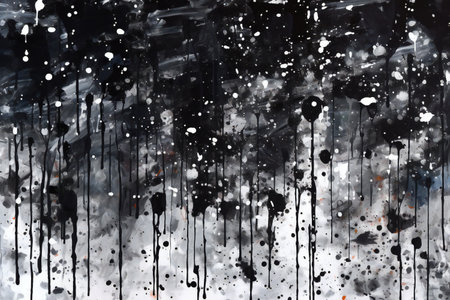 abstract black and white watercolor splashes on a white backgroundの素材