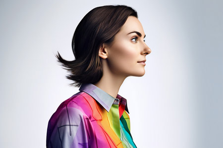 Portrait of a beautiful young woman. Studio shot. Beauty, fashion.の素材