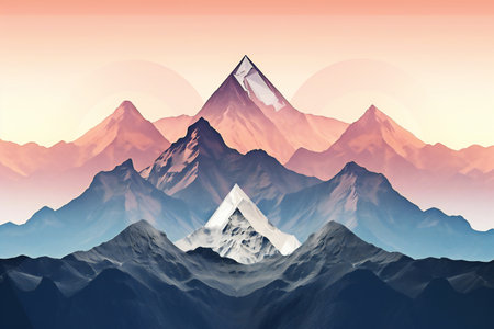 Mountain landscape. Landscape with mountains and peaks.の素材