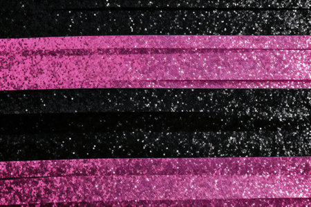 Pink and black stripes on black background. Abstract textured background.の素材