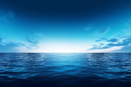 Blue sea and sky with clouds reflected in water surface. Nature compositionの素材