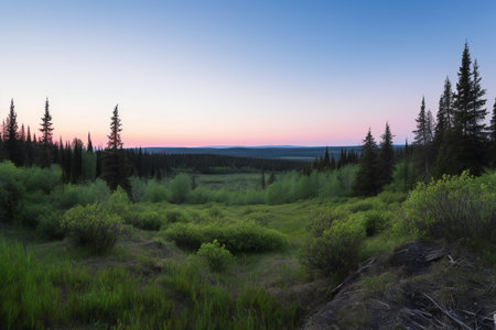 Sunset in Yellowstone National Park, Wyoming, United States of Americaの素材