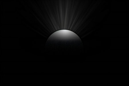 A full moon on a dark background with rays of light. illustration.の素材
