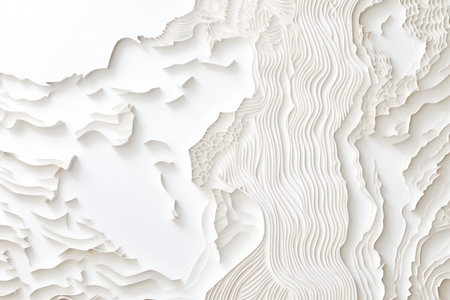 Abstract white background with layers of paper cut out of white paper.の素材