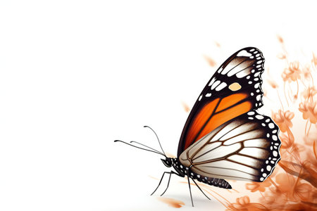 Butterfly isolated on white background with copy space for your textの素材