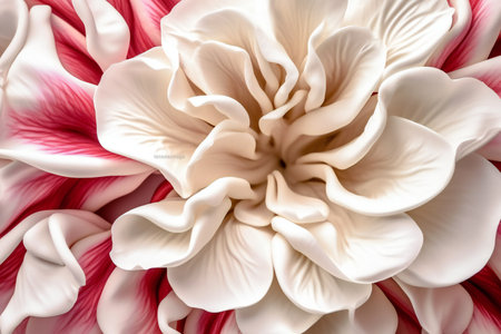 Close up of white and pink petals of dahlia flowerの素材