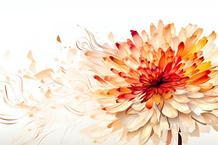 Abstract background with chrysanthemum flower and watercolor splashesの素材