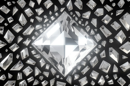 Diamonds on a black background. digital drawing.の素材