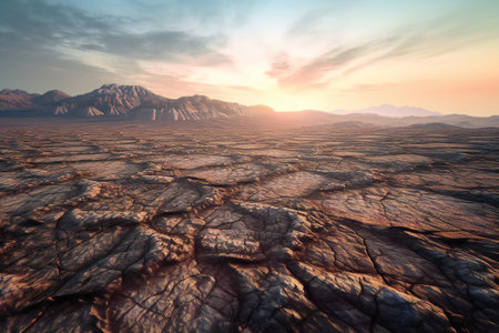 Fantasy alien planet. Mountain and lake.の素材