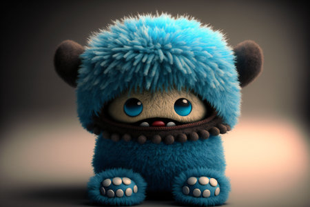 Cute teddy bear with blue fur,の素材