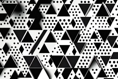 Abstract black and white geometric background with triangles.の素材