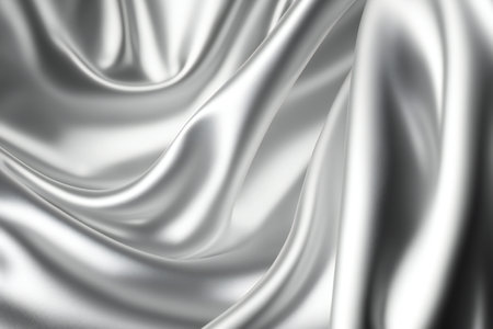 Closeup of rippled white silk fabric.の素材