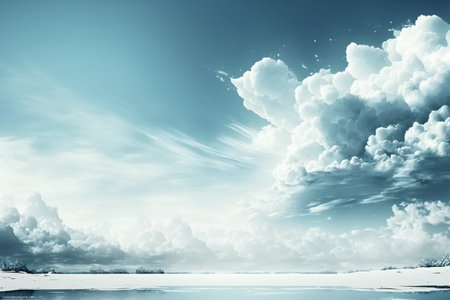 Beautiful seascape with blue sky and clouds. Nature backgroundの素材