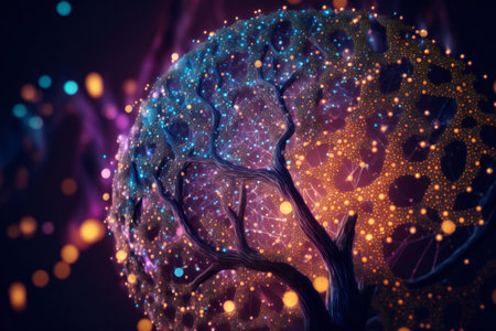 illustration of abstract human brain. Concept of neurons and nervous system.の素材