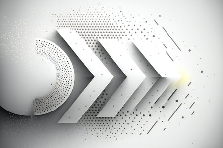 Abstract grey background with arrows and halftone dots.の素材