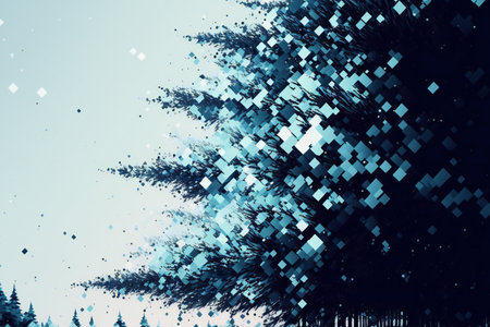 Abstract blue background with trees.  image double exposureの素材