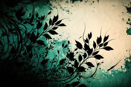 Grunge floral background with space for your text or image.の素材