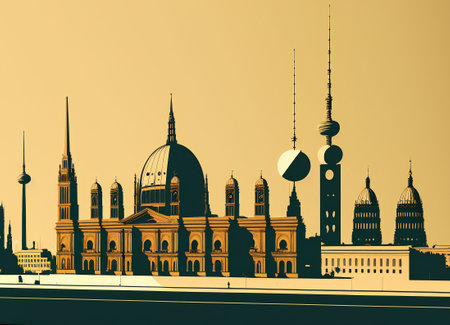 Panoramic view of the skyline of the city of Berlin.の素材