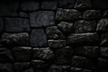 Black stone wall background.の素材