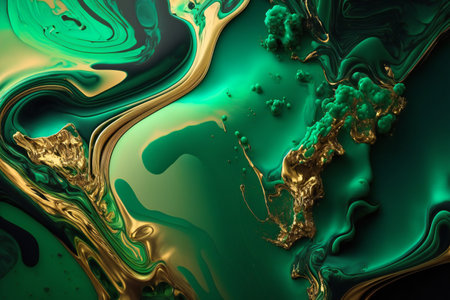 illustration of abstract marbleized effect background. Green, yellow and black colorsの素材
