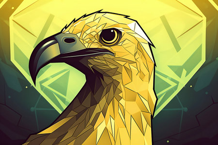 illustration of an eagle head on a polygonal background.の素材