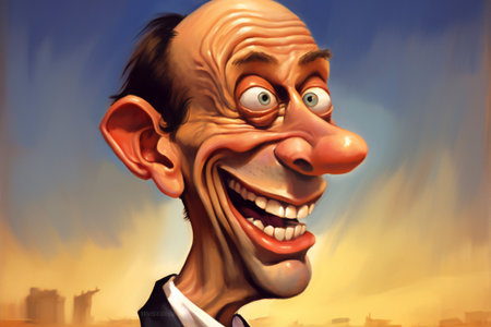 illustration of a man with a big smile on his faceの素材