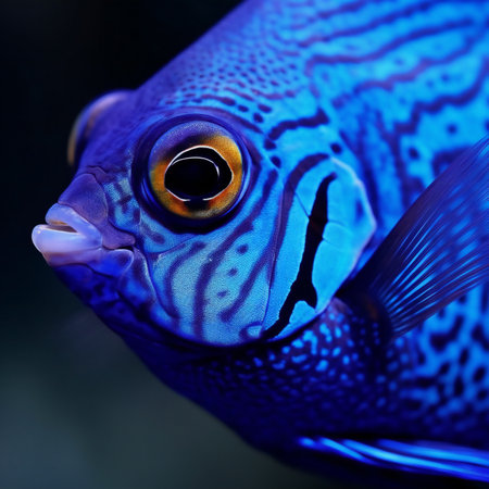 Close-up of a blue tropical fish (tropical fish)の素材