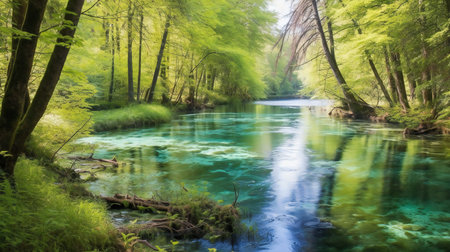 Beautiful spring landscape of Plitvice Lakes National Park, Croatiaの素材