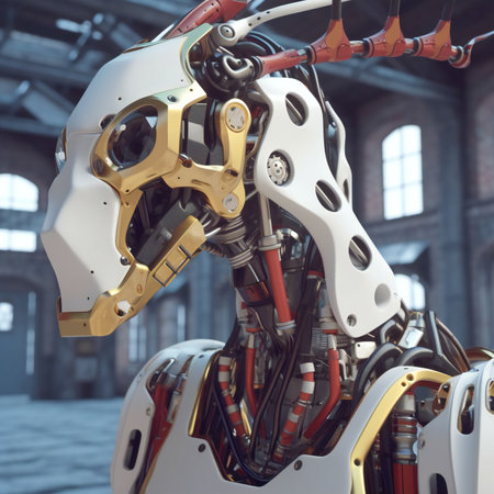 robot arm in industrial factory. Futuristic technology conceptの素材