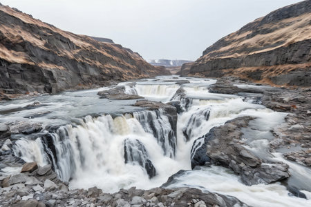 Gullfoss waterfall in Iceland, Europe. Long exposure.の素材