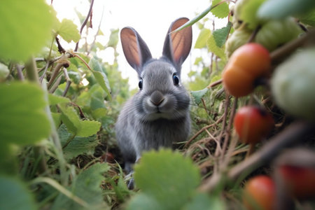Rabbit in the garden, selective focus, shallow DOF.の素材