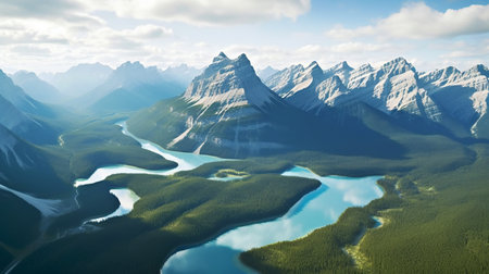 Beautiful alpine lake in the Canadian Rockies. Panoramic viewの素材