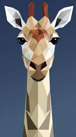 Low poly giraffe portrait. Polygonal geometric style.の素材