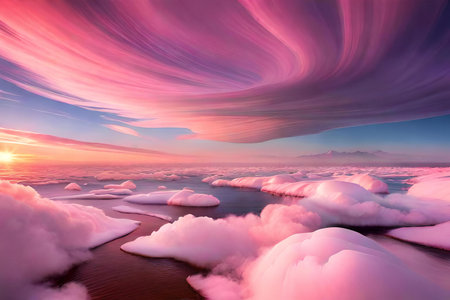 Fantastic sunset over the sea. Dramatic cloudscape.の素材