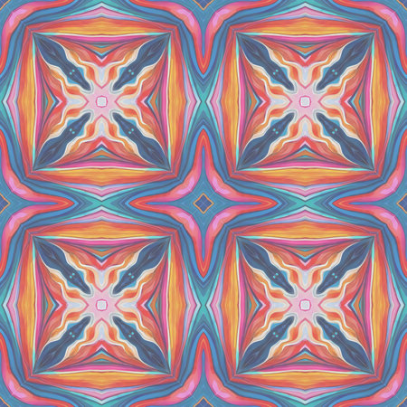 Seamless background pattern. Abstract symmetrical pattern. Kaleidoscope.の素材