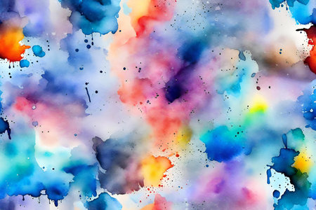 Watercolor seamless pattern with blots and splashes. Hand-drawn illustration.の素材